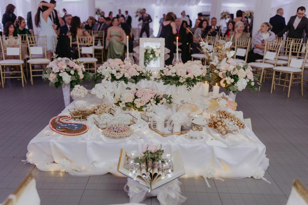 Sofreh Aghd Persian wedding table flowers Bita Floral Whitby Durham Region